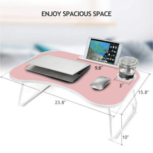 Portable Laptop Stand for Bed – Foldable Lap Desk with Cup & Tablet Holder, Multifunctional Tray Table